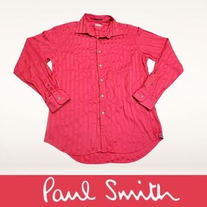 Paul Smith Men's Pink/Red Striped Long Sleeve Button Down Shirt 17 1/2 Cotton